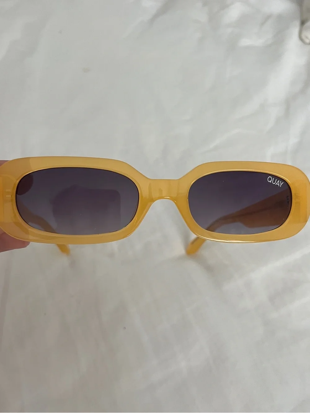 Quay Australia Yellow Oval-Rectangle Sunglasses with Gradient Lenses